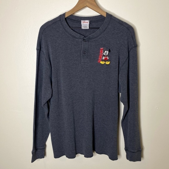 Disney Vintage Mickey Mouse Thermal Top Genuine Embroidered - Picture 1 of 5